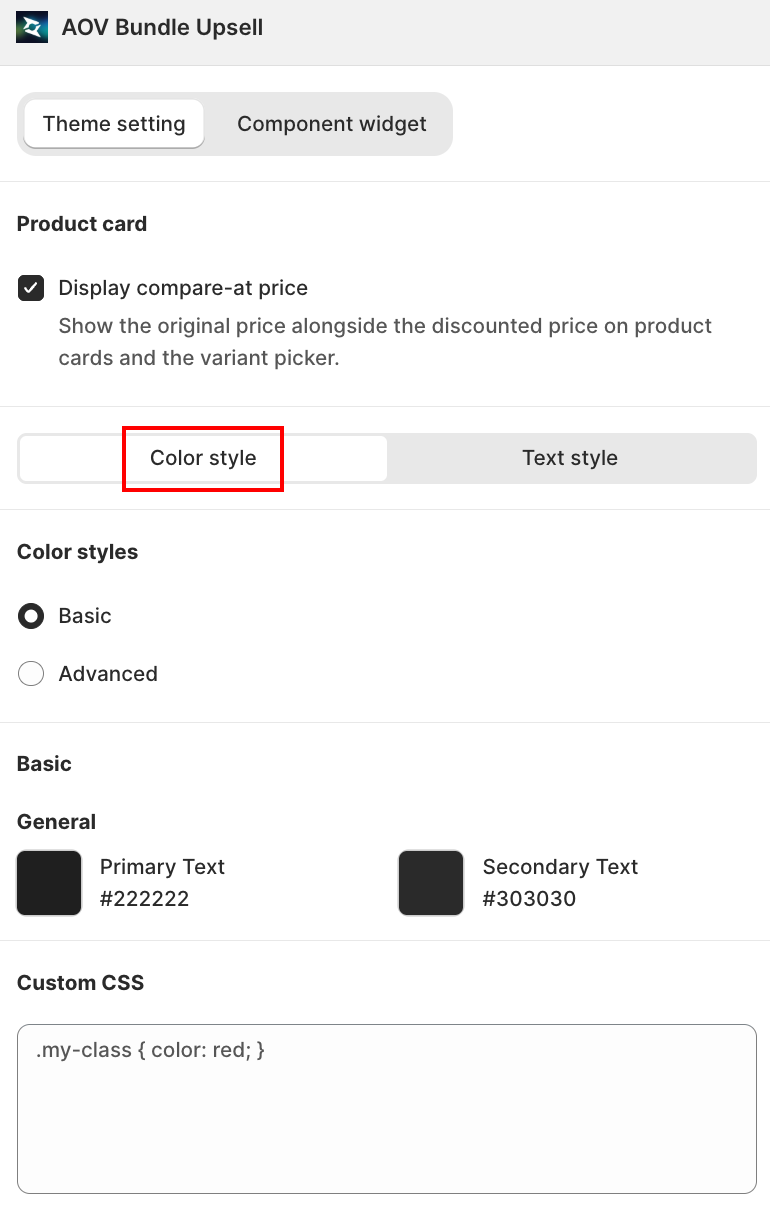 Color style tab