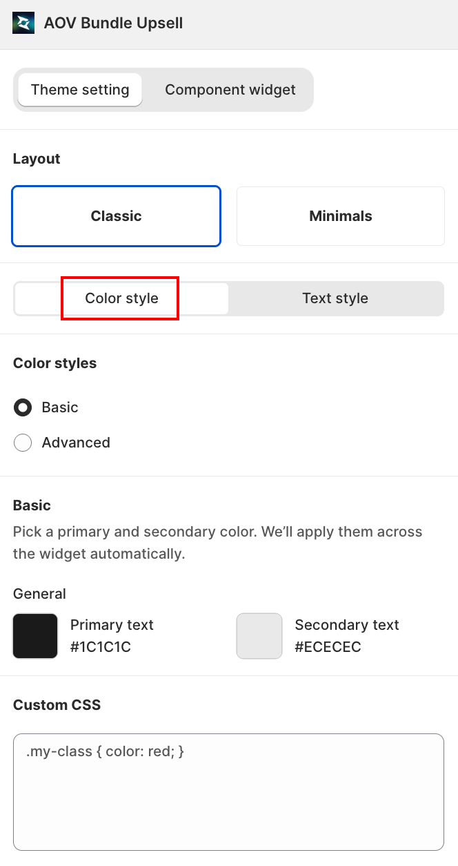 Color style tab