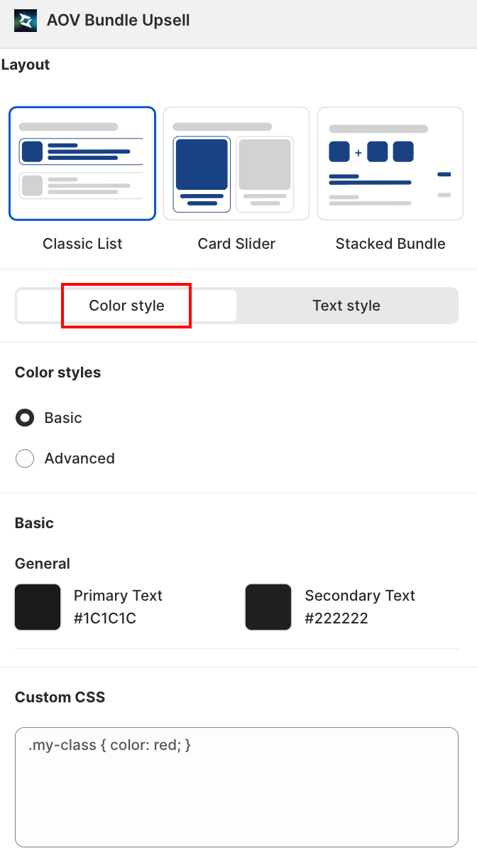 Color style tab