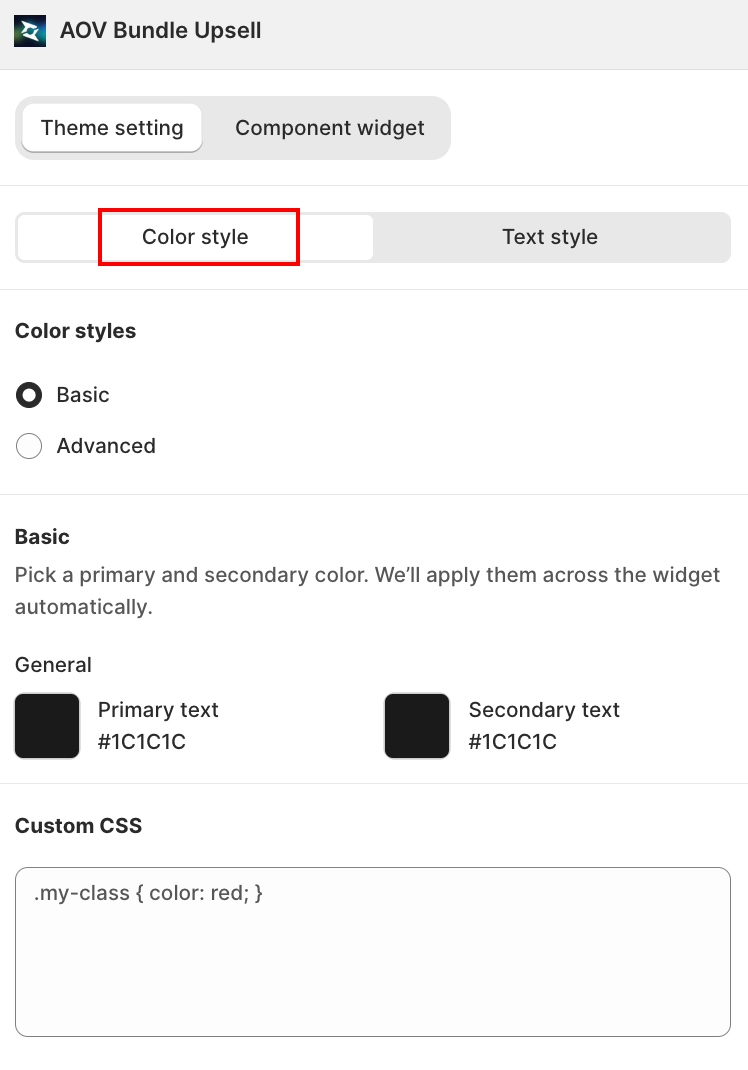 Color style tab
