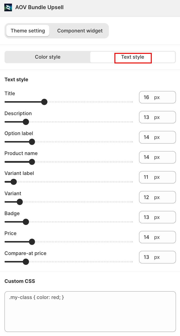Text style tab
