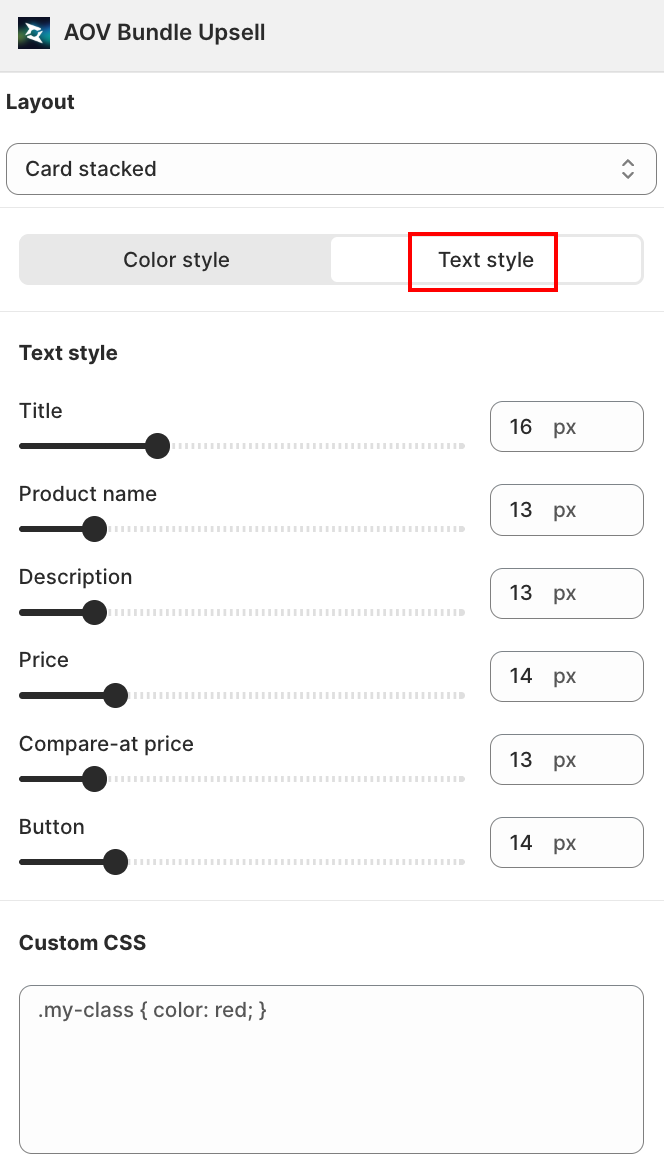 Text style tab