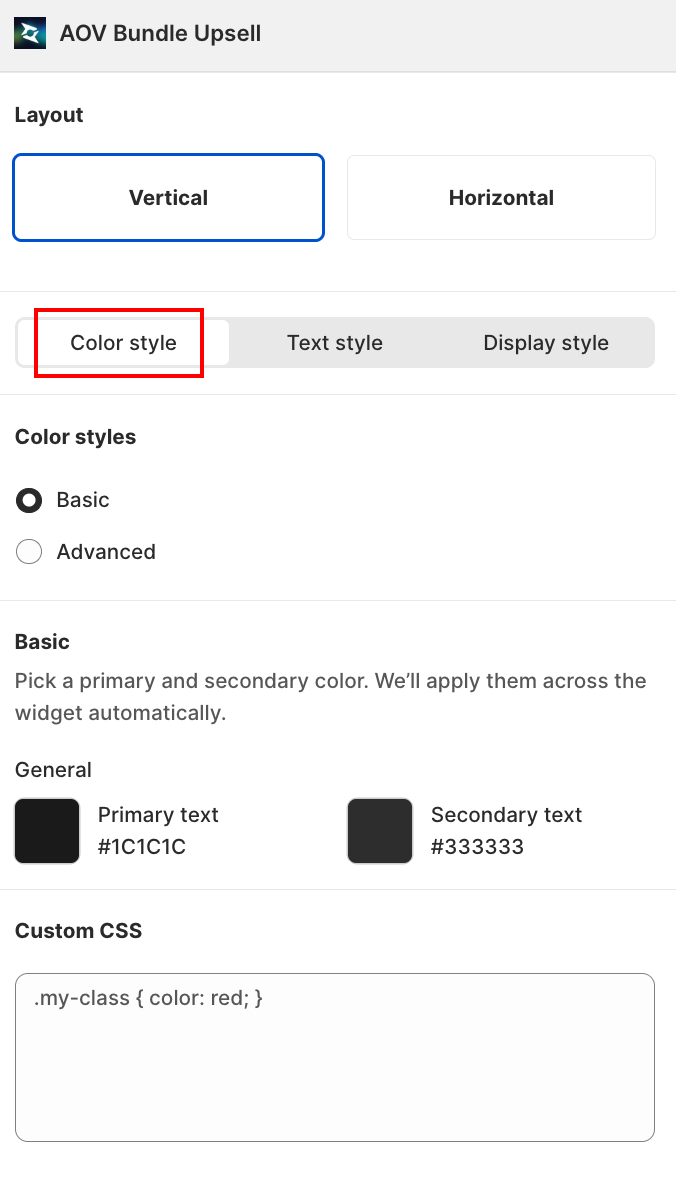 Color style tab