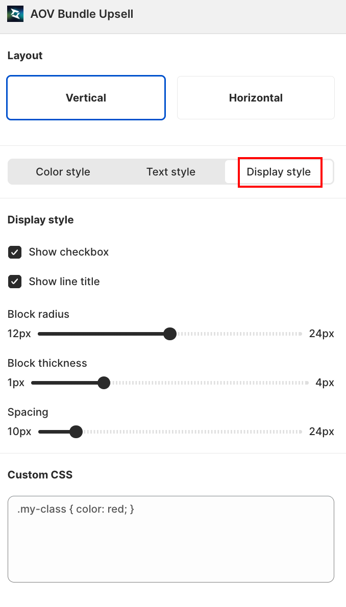 Display style tab