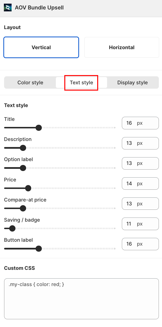 Text style tab