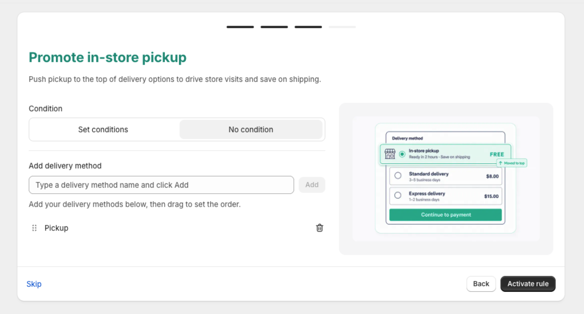 Onboarding Wizard step 3 — review rule settings and publish